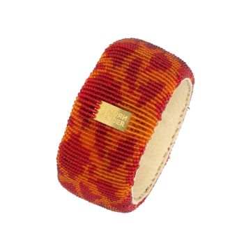 Armband Breed met Giraffenpatroon Oranje / Rood