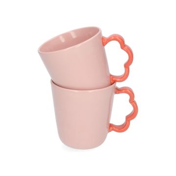 Mok Bloem met Handvat - Roze - Set van 2