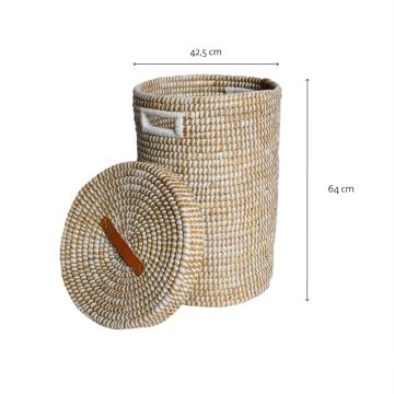 Wasmand Kaisagras 90 Liter met deksel Ø 42.5 x 64 cm
