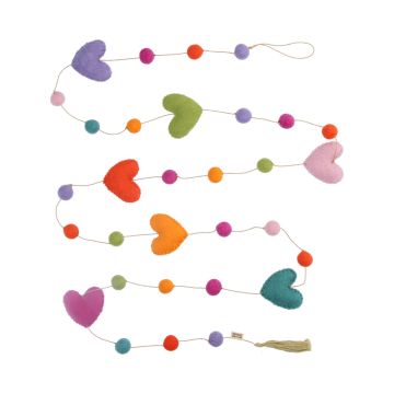 Slinger Vilt met Hartjes en Pompoms - 2 Meter