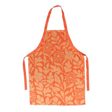 Schort Flower Carina GOTS - Coral met Geschenkdoos