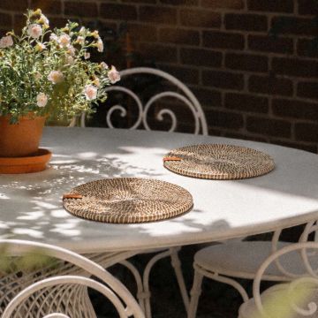 Set van 2 Placemats Kaisa Grass Beby Ø36 cm - Gerecycled katoen