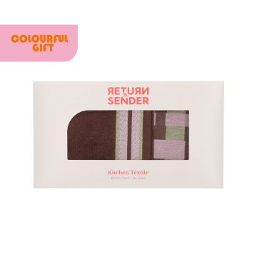 Keuken- en Theedoek Geometric Sofia GOTS - Sage Green & Bruin met Geschenkdoos
