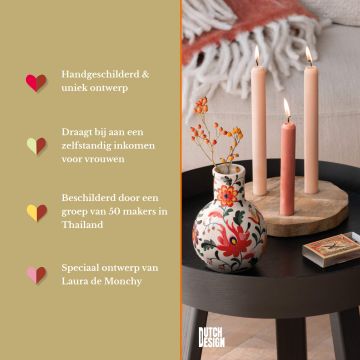 Vaas 15 cm Bed of flowers handgeschilderd ronde vorm