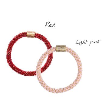 Gift Set - Red & Light Pink - Roll on Armbanden